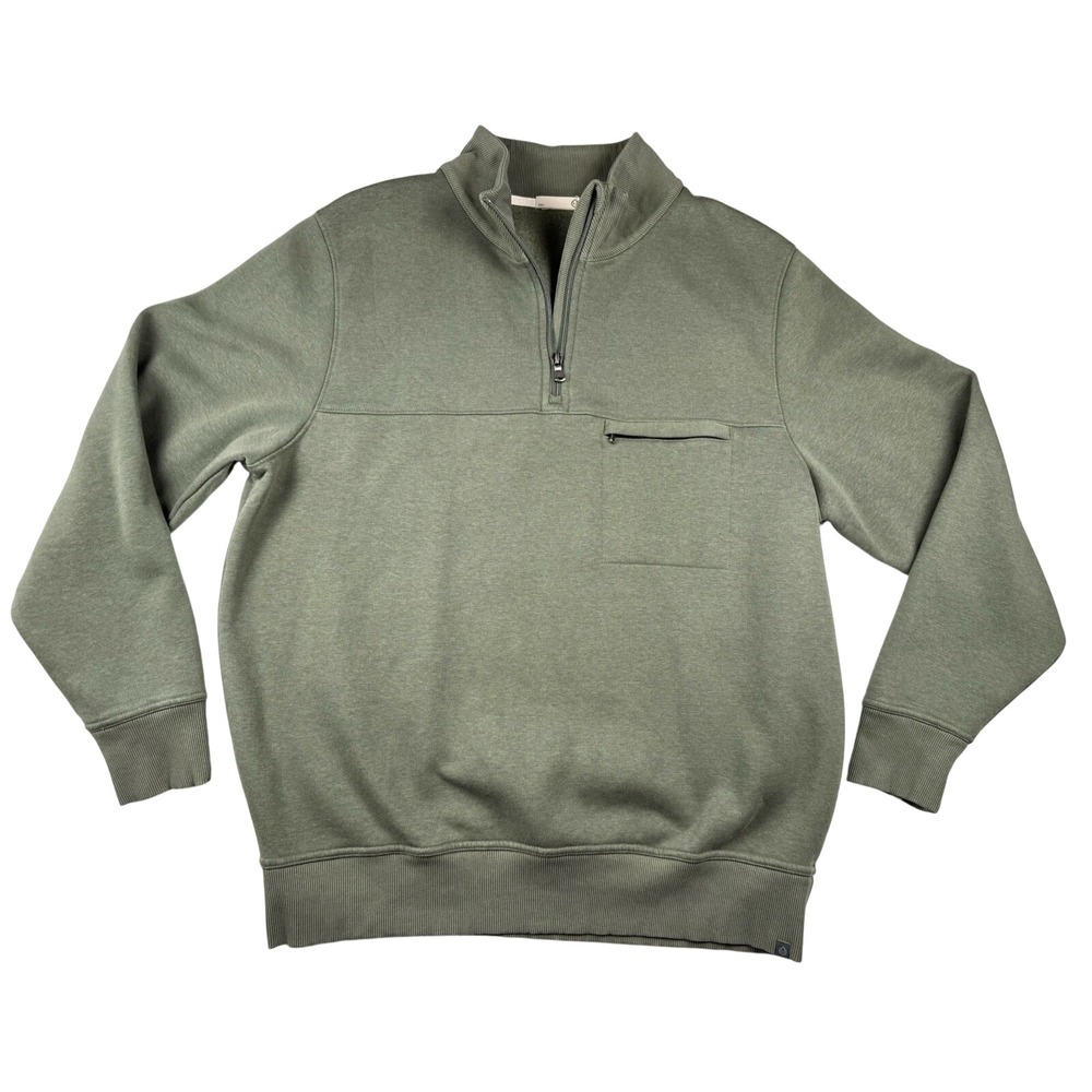 Tasc Performance Pullover Sweater Men XL Green 1/4 Zip Bamboo Preppy Golf Career